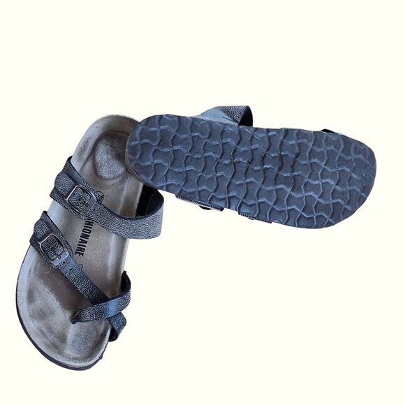 Cushionaire Luna Brown Strappy Comfort Sandals Leather Cork Footbed Women's 7M - Picture 4 of 16